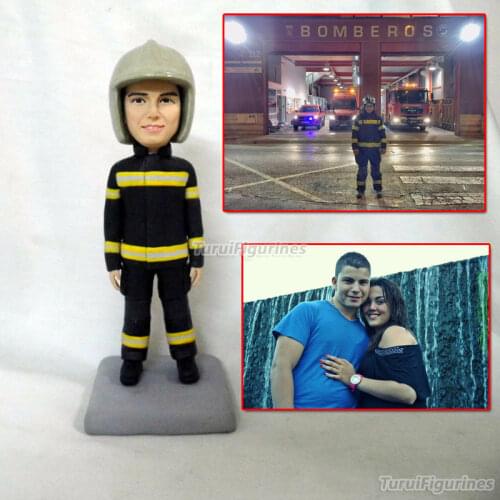 Custom fireman bobblehead mini statue figurines miniature Mr Mrs cake wedding dolls dollhouse wedding gifts souvenirs home decor