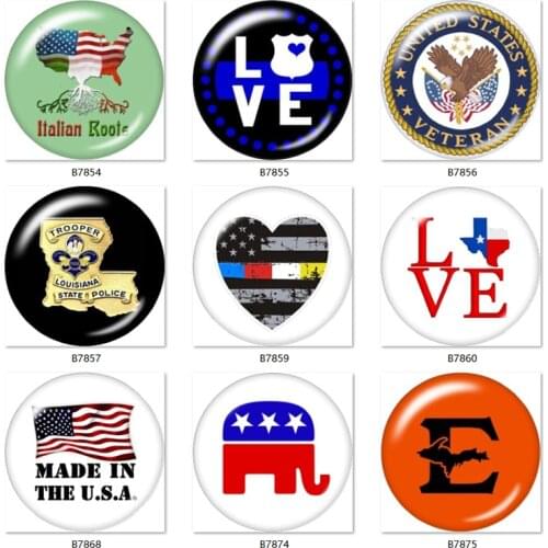 USA police 10pcs mixed 12mm/18mm/20mm/25mm Round photo glass cabochon demo flat back Making findings B7854