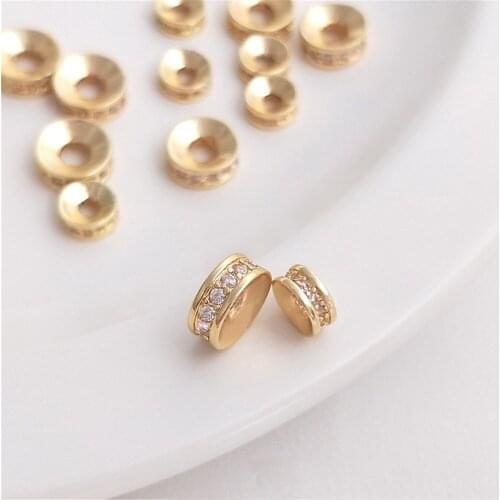 14K Gold Filled Zircon concave wheel bead separator bracelet necklace bead accessories DIY jewelry with bead materials