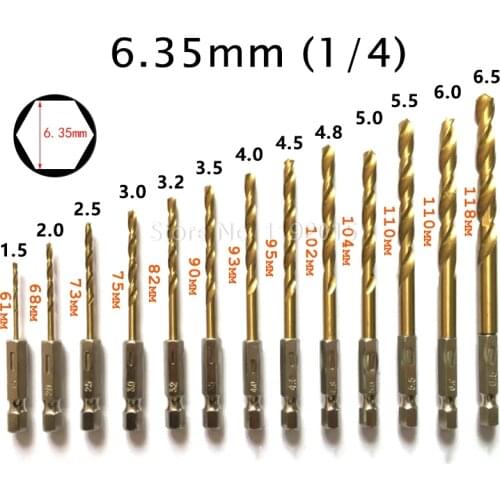 Professional High Speed Steel Titanizing 1/4" Hex Shank Drill Accessories Bits Set Hexagonal Twist Shank Drill Bit Drilling Iron