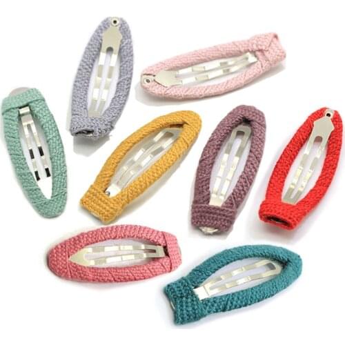 Simple Top Quality Popular 18*48mm Colorful Fashion Cotton Thread Metal Hair Clip For Girl Ornament
