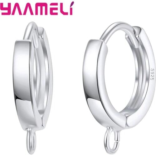 Luxury 925 Sterling Silver Simple Loop Hoops Earrings for DIY Making Jewelry Findings Supplies High Quality