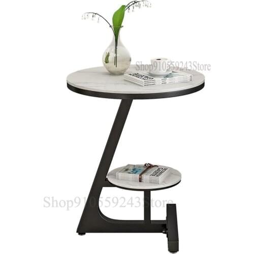 Rock Board Light Luxury Sofa Side Table Nordic Style Italian Corner Table Bedside Exquisite Small Coffee Table Round Living Room