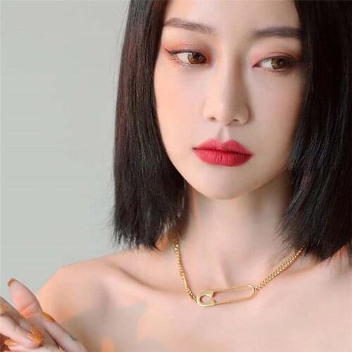 Japanese and South Korea Returns needle titanium steel earrings necklace set exaggerated ear nail cold air fashion hop-hop slide