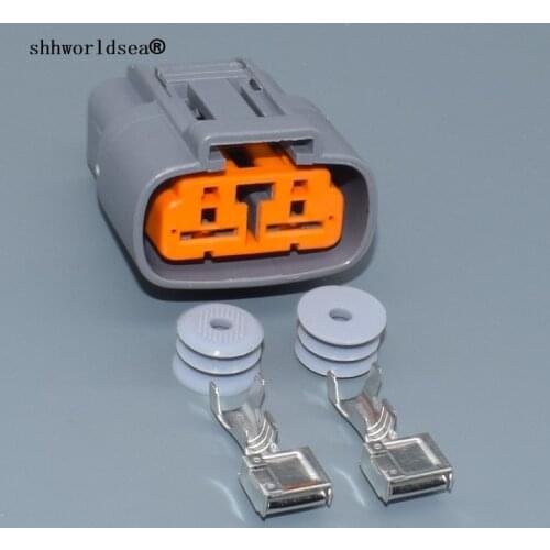 Shhworldsea 2 Pin/Way 6.3mm Female Automotive Connector Plug Socket With Terminals And Seals DL Series 6195-0060
