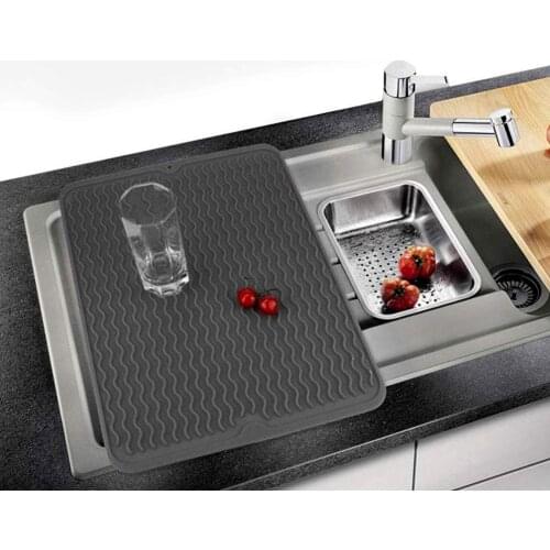 Silicone Dish Drying Mat, Multifunctional Silicone Drain Pad Kitchen Drying Mat, Heat Resistant & Dishwasher Safe Dish Cushion