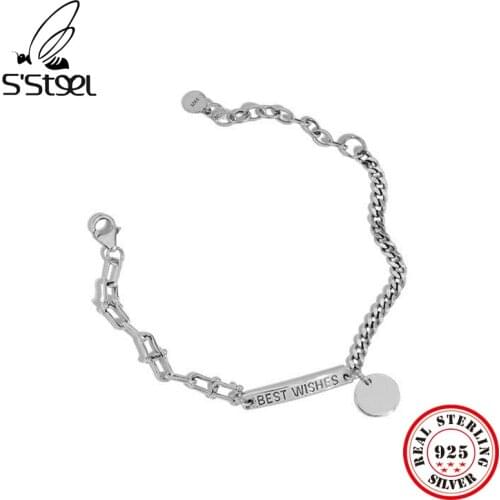 SSTEEL Round Pendants Bracelets For Women Sterling Silver 925 Minimalist Designer Twist Chain Trendy Bracelet Fine Jewellery