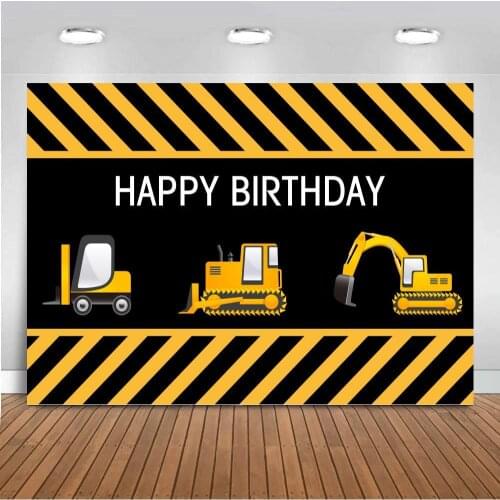 Construction Vehicles Excavator Party Banner Backdrop Baby Shower Engineering Birthday Party Decor Background For Photo