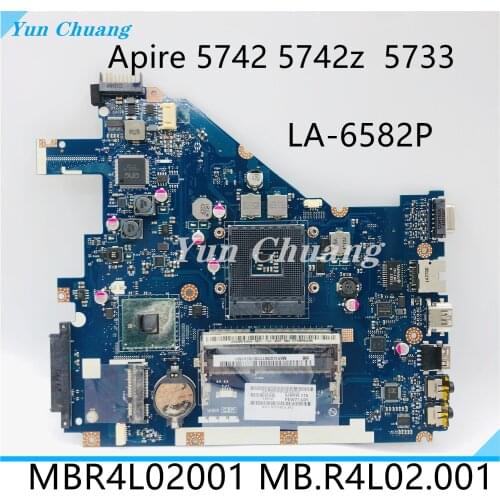 High quality PEW71 LA-6582P For ACER Aspire 5742 5742z 5733 Laptop Motherboard MBR4L02001 HM55 PGA989 DDR3 100% Fully Tested