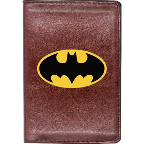 High Quality Leather Cool Bat Design Printing Travel Passport Cover ID Credit Card Case