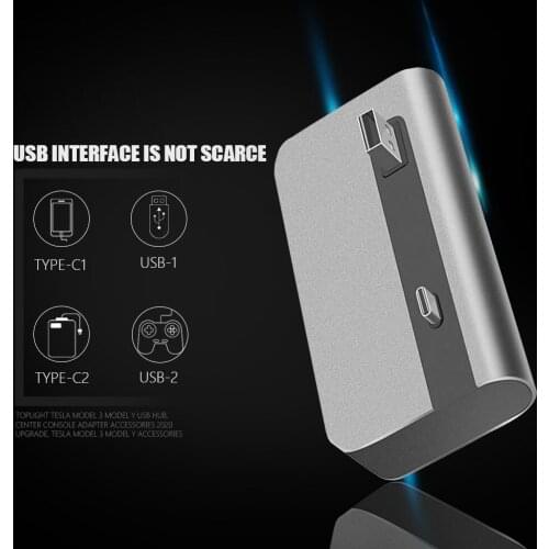 Car Chargers USB Hub Hub Expansion Center Console Adapter Accessories Quick Chargers Two To Four Docking Station for Model3