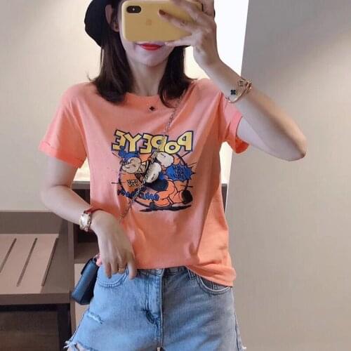 Tops Blue T Shirt Women Short Sleeve Tshirt fuchsia