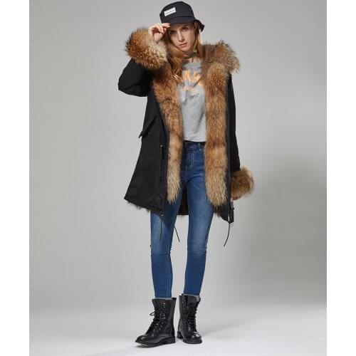 Free shipping.women classic PARKA style,winter warm jacket.real fur,Removable mink hair liner.long thick coat.wholesales.natural