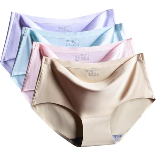 Hot Sale One Piece Women Panties Sexy Mid Waist Breathable Underwear Seamless Intimate Briefs 18 Solid Color Plus Size Lingerie