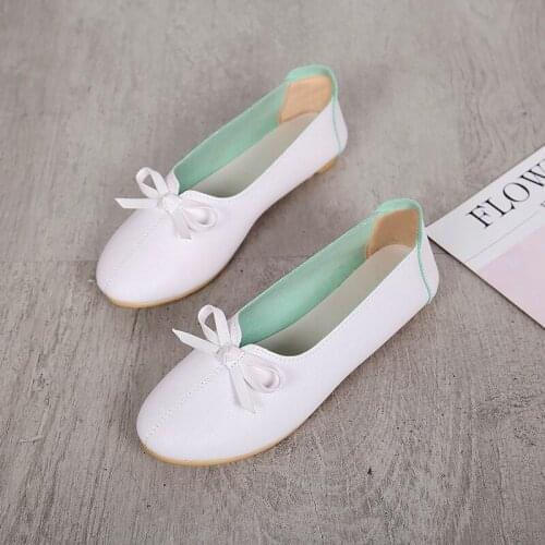 2020 spring autumn simple fashion bow decoration ladies loafers shallow mouth round toe flat shoes women wild comfortable W38-32