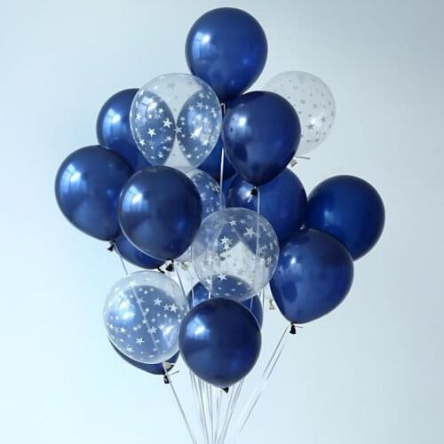 18pcs 12inch Luminous Blue Transparent Star Latex Balloons Wedding Birthday Party Decor Air Helium Balls Baby Shower Gift Globos