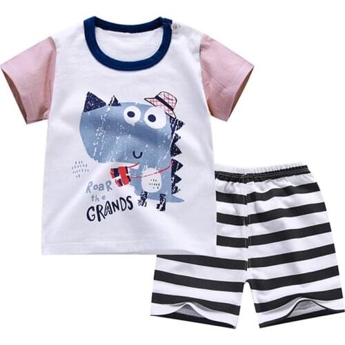 2020 New Summer Baby Clothing Set Cotton Cartoon Baby Boys Clothes Baby Girls Suit Set 0-3 Year Baby Clothes