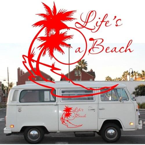 2x "LIFES A BEACH" STICKER-VW DUB-SURF-CAMPER-T25 T5 T4 Camper Van Graphics Motor Home Vinyl Graphics Kit Decals Car Stickers