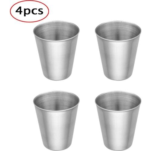 4pcs 304 Stainless Steel Pint Cups 50ml Capacity Unbreakable Drinking Tea Coffee Cup Mugs Drinkware Wine Tumbler Pint Glasses