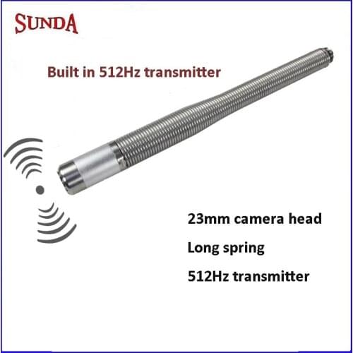 512hz transmitter WOPSON 23mm camera head with Long sping 12pcs LED lights view angle120 Drain sewer pipe inspection camera