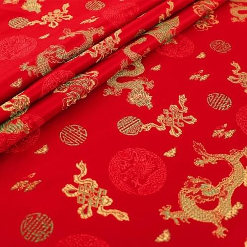 Chinese dragon pattern satin brocade jacquard pattern seam fabrics for sewing cheongsam and kimono garment patchwork design