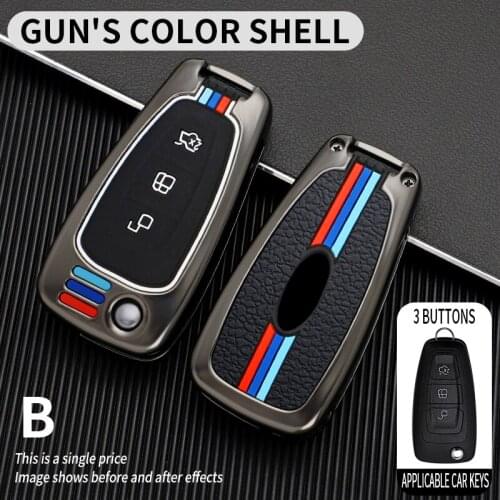 Zinc Alloy Car Folding Key Case Full Cover Holder For Ford Focus 2 3 MK3 ST RS Ecosport Kuga Escape Fiesta C-Max S-Max Mondeo