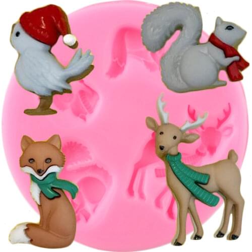 Squirrel Fox Silicone Molds Animal Candy Polymer Clay Mould DIY Party Fondant Chocolate Cupcake Topper Cake Decorating Tools