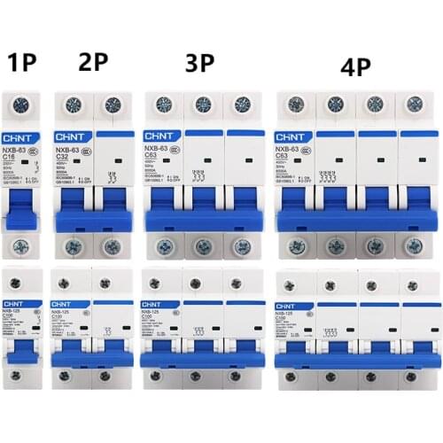 Free Shipping CHNT NXB-63 Small Circuit Breaker DZ47 Air Switch 1P 2P 3P 4P 1A~125A C type Household safety switch