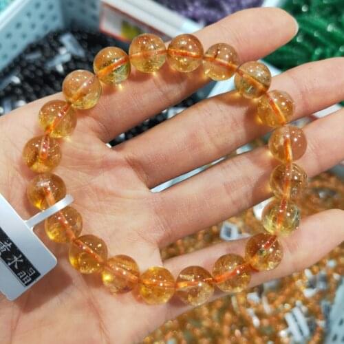 1pcs Natural Brazilian Topaz Beads Bracelets Fine Topaz Crystal Beaded Jewelry Bracelet For Woman men Gifts