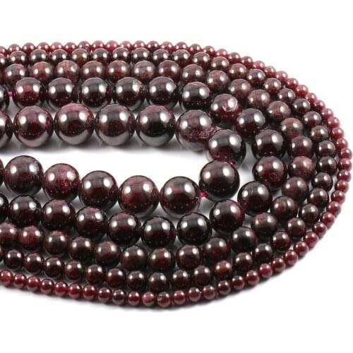 Natural stone beads Dark Red Garnet 4/6/8/10/12mm Round Ball loose beads for Jewelry Making Necklace DIY Bracelets Accessories
