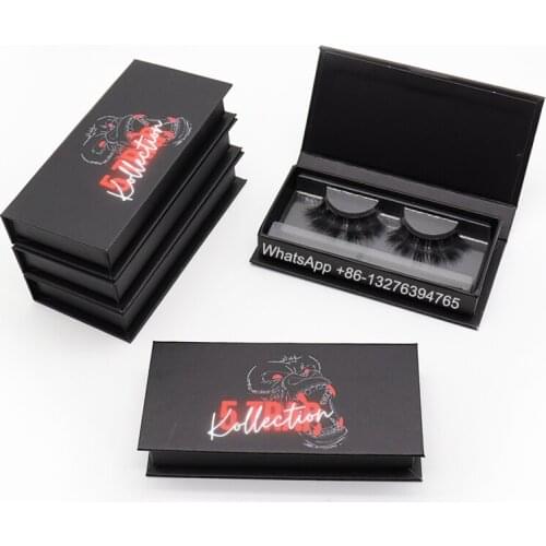 Luxury Black Mink Eyelashes Case With Tray Custom Lash Packaging With Logo Mink Eyelashes Cruelty Free Handmade 3D Mink Lashes
