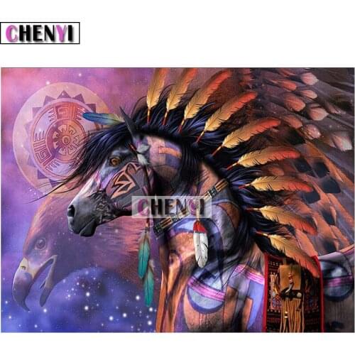 CHENYI 5D Diy Diamond Painting Full Square Horse and Eagle Diamond Embroidery Cross Stitch Mosaic Diamonds Art Home Decoration