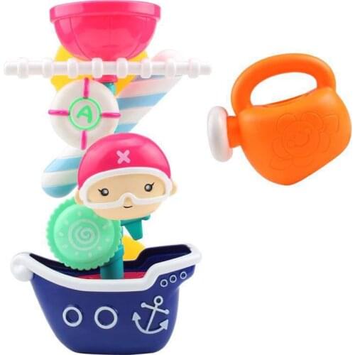 Baby bath toys bathroom toys play with water turn around Cartoon flower cartoon doll + kettle boys and girls bathtoy