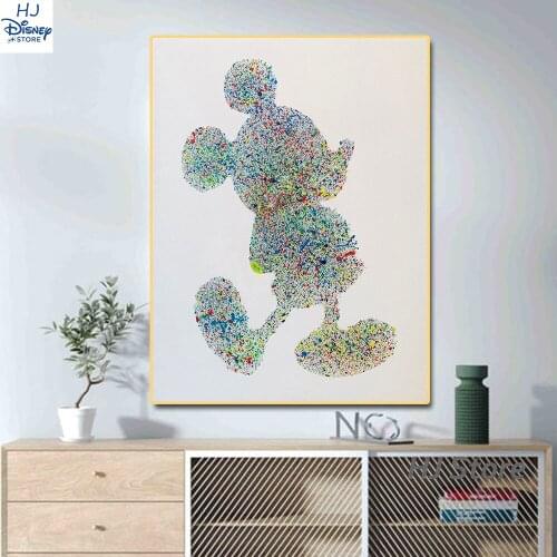 Dinsey Mickey Mouse Creativity Paint Splatter Painting Posters And Prints Pictures on the Canvas for Kids Room Home Decoration