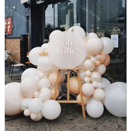 Double Cream Peach Balloon Garland Kit 82pcs Pearl White Latex Balloons Arch Baby Shower Birthday Party Decor Weddling Supplies