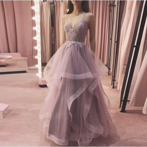 2021 Spaghetti strap Sleeveless Lace Elegant A-Line Beading Evening Dress Party Dress Performance Evening Dress Girl Plus Size