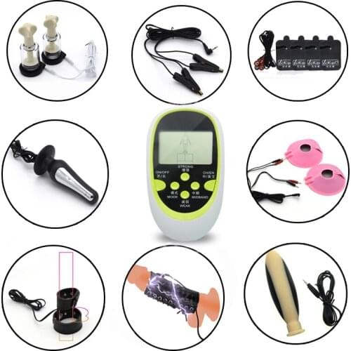 Electric Shock Nipple Sucker Clamps Breast Clips Body Massage Pads,Electro Anal Plug Penis Ring Medical Adult Sex Toys For Men