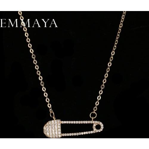 EMMAYA Unique Luxury Necklace Tiny CZ Pave Pin Necklace For Women Fashion Collier Femme Jewelery