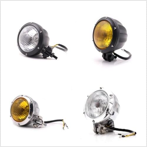4.5" Retro Headlamp Motorcycle H4 Headlight 55/60W Vintage Old School Front Headlight For Harley Honda Yamaha Cruiser Cafe Racer