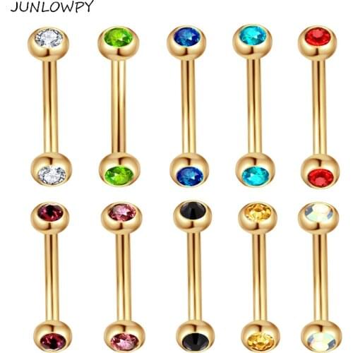 JUNLOWPY 100pcs Stainless Steel Eyebrow Rings Piercings Silver Black Gold Curved Bars Ear Barbells Banana Wholesale Body Jewelry