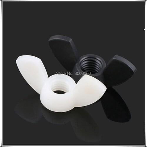 M4 M5 M6 M8 DIN315 Hand Tighten White Black Nylon Plastic Butterfly Wing Nut 100pcs/lot