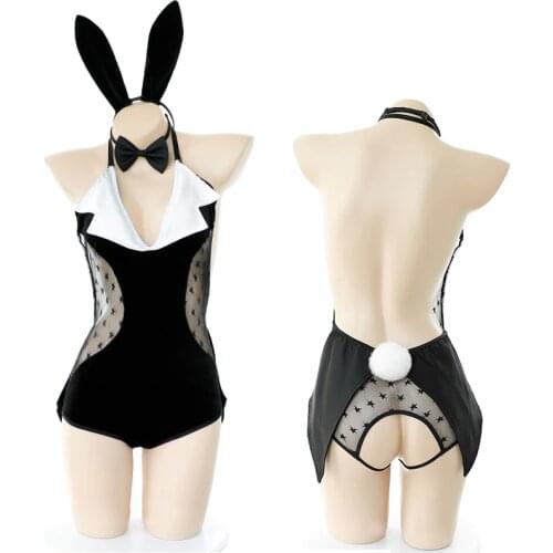 Cute Bunny Girl Uniform Sexy Anime Maid Cosplay Costume Rabbit Bodysuit Wrapped Chest Backless Jumpsuit Sweet Gift for Women
