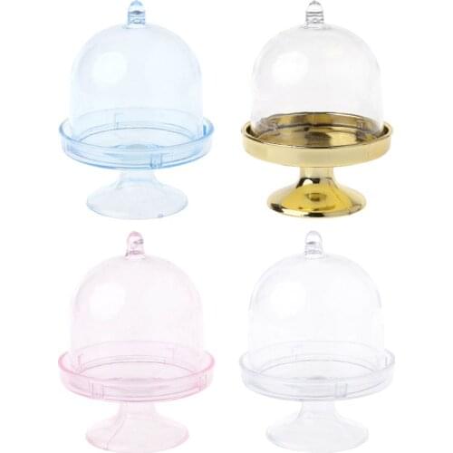 Mini Cake Stand Cupcake Box Wedding Favor Party Plastic Candy Box Transparent Baby Shower Birthday Decoration L4MB