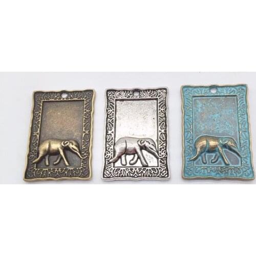 Fashion 6 pcs Elephant Photo frame pendants fit DIY handmade necklace bracelet charms Jewelry Making finding