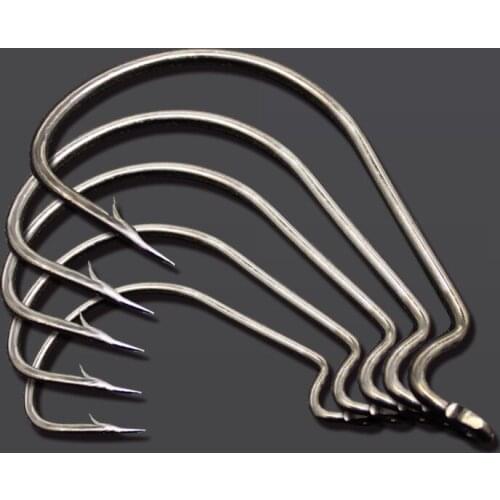 Soft Worm Bait Hook Gray Crank High Carbon Steel Hooks Fishhook Size Lure For Texas Rig Fishing 5-10 Pieces Bag