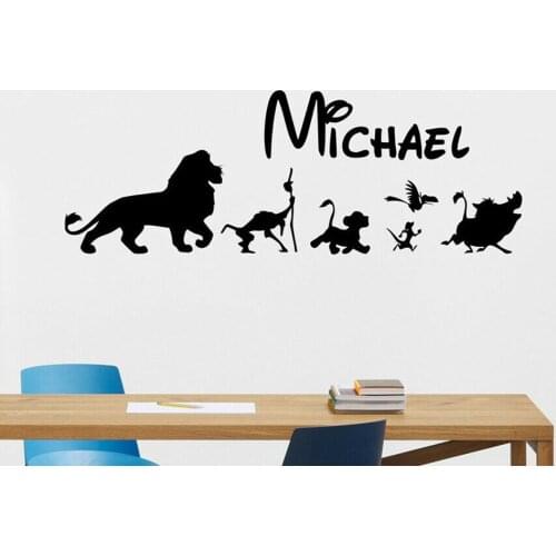 Custom Name Lion King Friends Kids Room Wall Sticker Paper Art Vinly Nursery Decor Simba Art Mura For Kids Room Home Decor C487