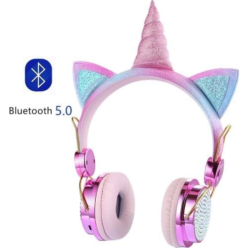 Unicorn Headphones Bluetooth 5.0 Cute Girl Casco Wireless Headphones Headset with Microphone Wireless Auriculares Christmas Gift