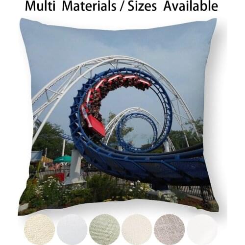 Corkscrewing Coaster Pillow Case Throw Pillow Cover Cotton Linen Flax Rollercoaster Cedar Point Cedar Fair Park Theme Park