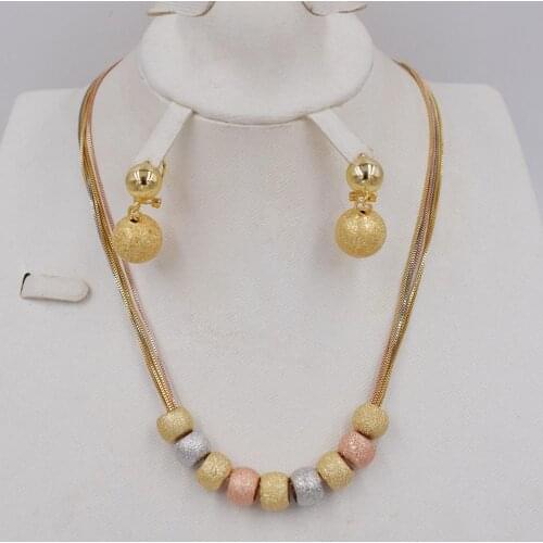 New design High Quality Dubai set 3color Gold Color Jewelry Set For Women african beads jewelry fashion jewelry