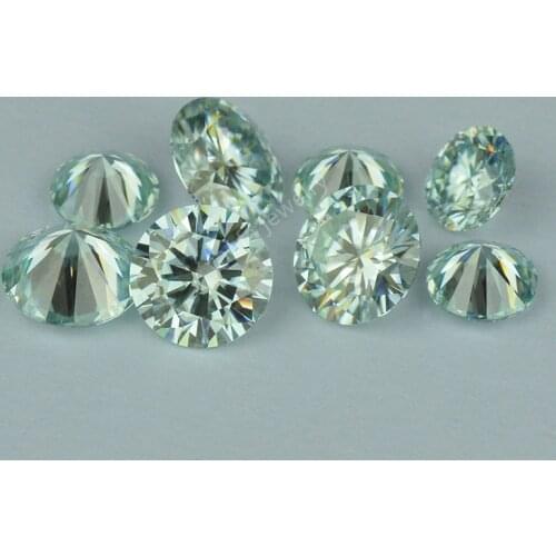 Whoelsale 3.0mm~12mm Light Blue Color Moissanites Stone Round Shape Loose Lab Grown Moissanite For Pass Diamond Tester